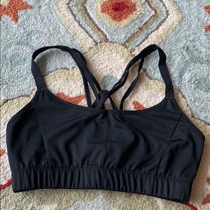 Strappy black sports bra